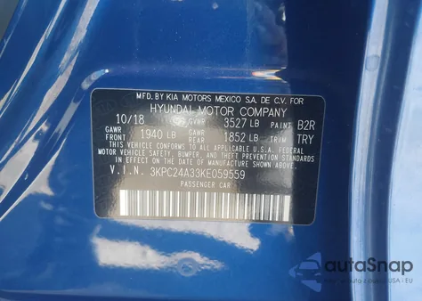 2019 Hyundai Accent Se from USA, damaged, VIN 3KPC24A33KE059559